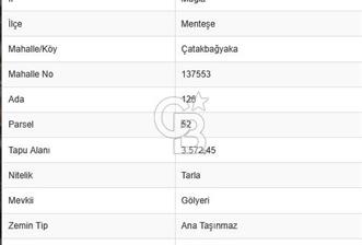 Menteşe Çatakbağyaka'da 3,572 m2 yatırımlık tarla