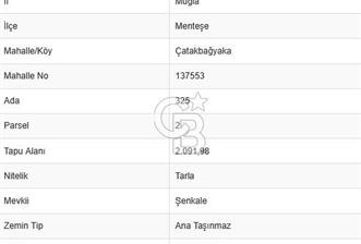 Muğla Çatakbağyaka Mahallesi'nde 2.091 m² Yatırımlık Tarla