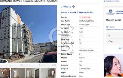 CADDE ÜZERİ DORMANLI TOWER KİRALIK (MÜCAHİT ÇOBAN)