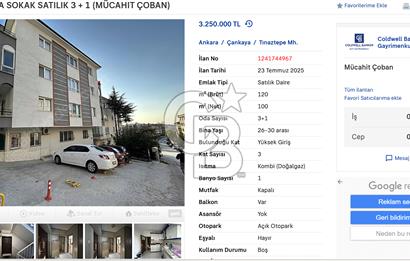 ESAT BALLIBABA SOKAK SATILIK 3 + 1 (MÜCAHIT ÇOBAN)