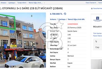 TUNALI BÜLTEN SOKAK; OTOPARKLI 3+1 DAİRE (CB ELİT MÜCAHİT ÇOBAN)