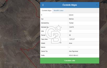 CB ENVOY'dan Çorum Merkez, Türkler Köyü 6.386m2 İmarlı Arsa