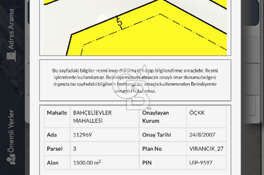 Gölbaşı Bahçelievler Mahallesinde Tek Tapu 1500 metre İmarlı Arsa 