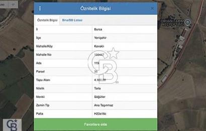 YENİŞEHİR TARIM AOSBLERE KOMŞU YATIRIMA UYGUN 4.100 M2 TARLA