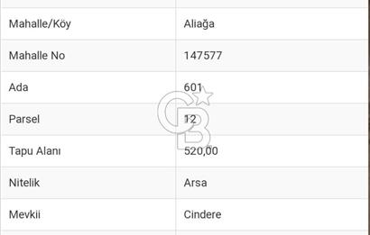 Aliağa'da 520 m2 Satılık Arsa