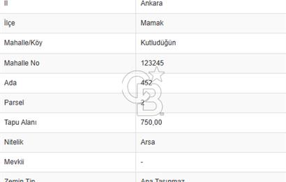 MAMAK KUTLUDÜĞÜN'DE 0.90 EMSAL SATILIK TEK TAPU KÖŞE PARSEL ARSA