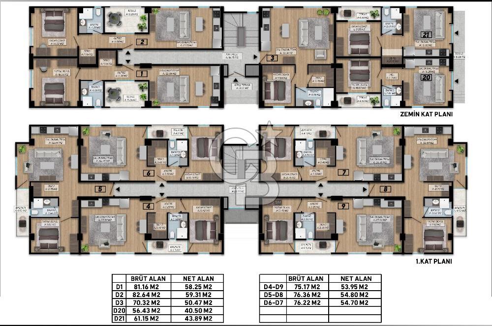 CB AKADEMİ YEŞİLOVA 1+1 PROJEDEN SATILIK DAİRE
