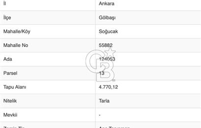 ANKARA GÖLBAŞI SOĞULCAK'TA KÖYE YAKIN TEK TAPU TARLA FIRSATI
