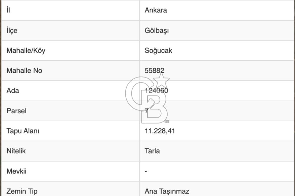 ANKARA GÖLBAŞI SOĞULCAK'TA TARLA FIRSATI