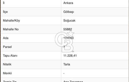 ANKARA GÖLBAŞI SOĞULCAK'TA TARLA FIRSATI