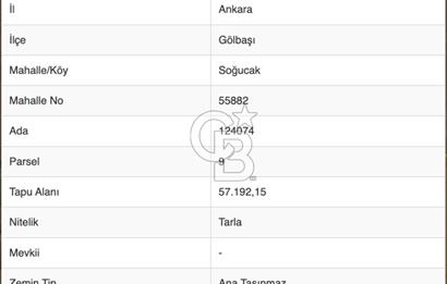ANKARA GÖLBAŞI'DA SOĞULCAK'TA 1500 M2 SATILIK TARLA