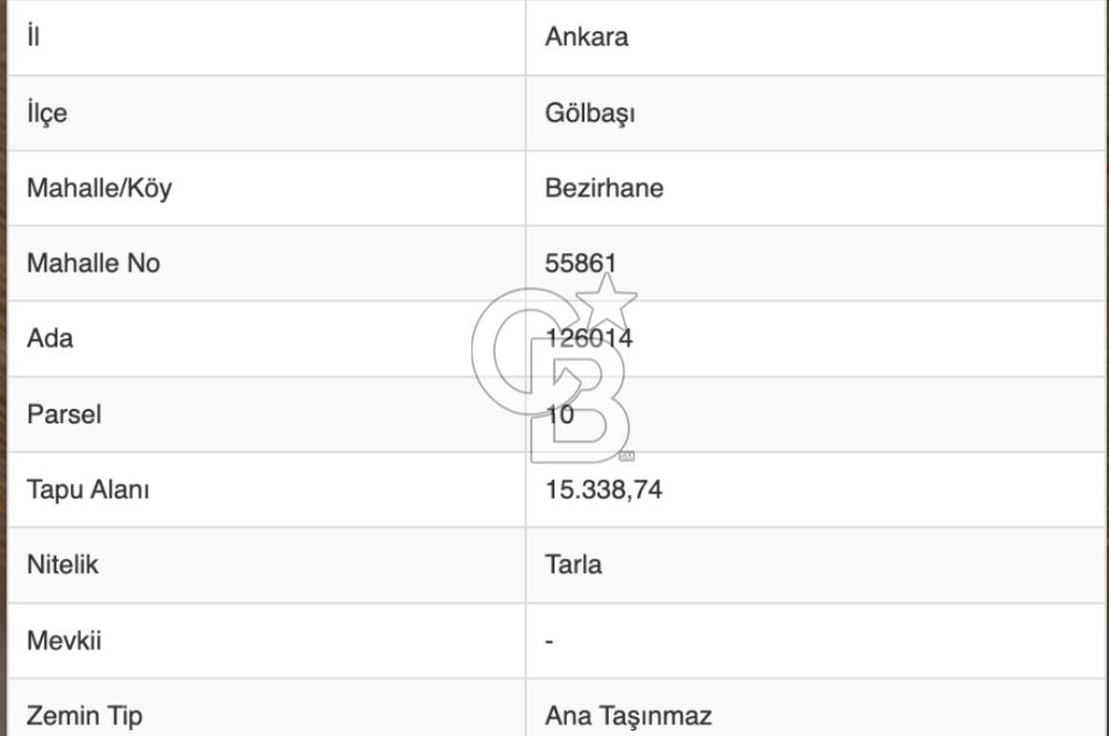  GÖLBAŞI BEZİRHANE MAHALLESİ'NDE FIRSAT TARLA
