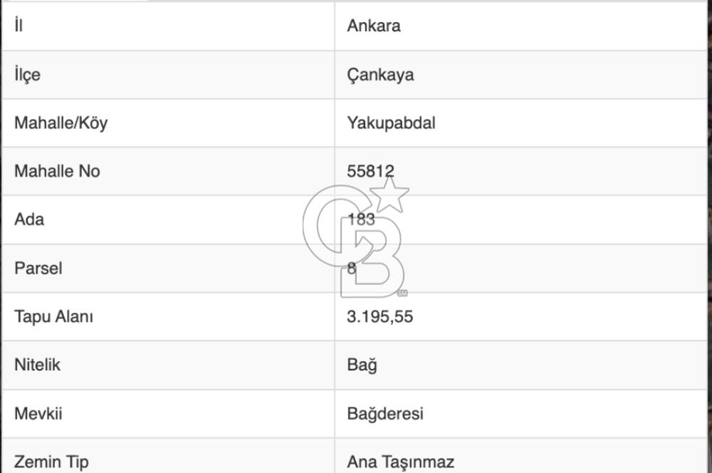 ANKARA ÇANKAYA YAKUPABDALDA SATILIK BAĞ