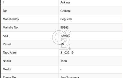 ANKARA GÖLBAŞI SOĞULCAK'TA KÖYE YAKIN TARLA FIRSATI