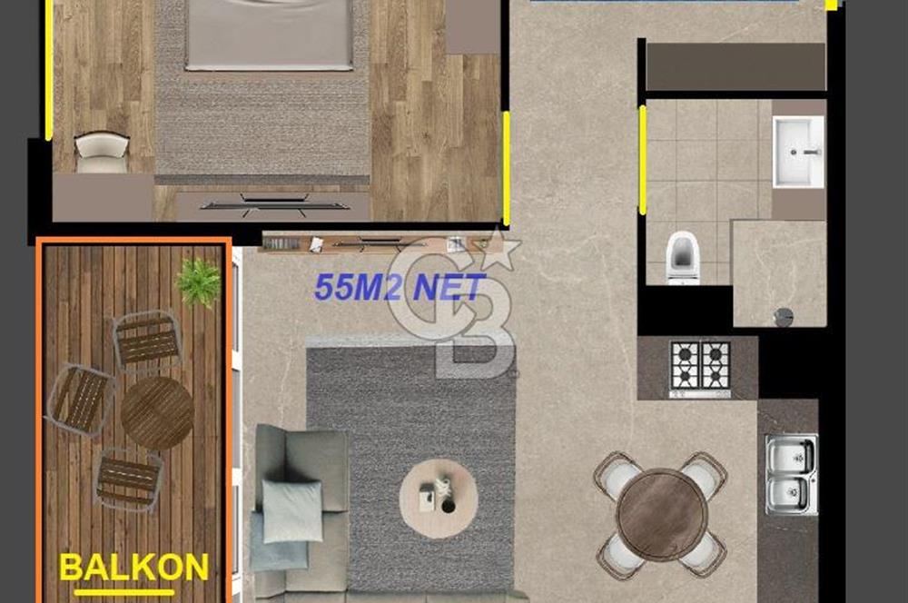 Çayyolu Criter Ekstra Büyük 1+1 XL Rezidans Daire Net 55m2