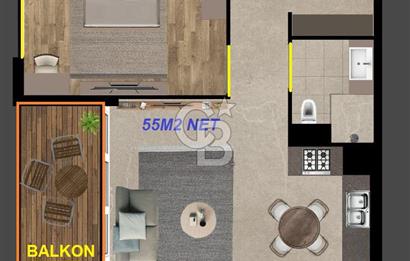 Çayyolu Criter Ekstra Büyük 1+1 XL Rezidans Daire Net 55m2