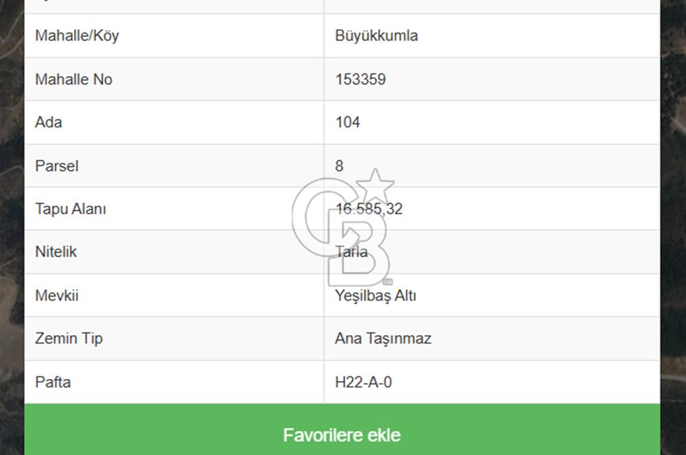 BURSA GEMLİK BÜYÜKKUMLA DA DENİZ GÖREN AVANTAJLI SATILIK TARLA