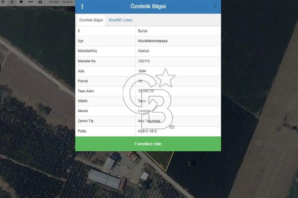 CB CLASS MUSTAFAKEMALPAŞA SANAYİ BÖLGESİ YÜKSEK GELİRLİ YATIRIM