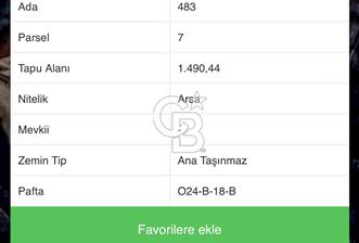 ARSA VASFINDA 1490 M2 ACİL SATILIK!!!