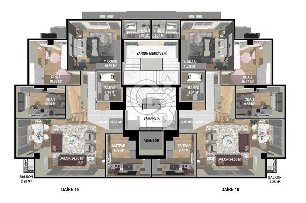 Bostancıda sıfır binada 4+2 satılık dubleks daire.