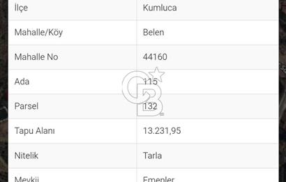 ANTALYA KUMLUCA'DA HİSSELİ TARLA