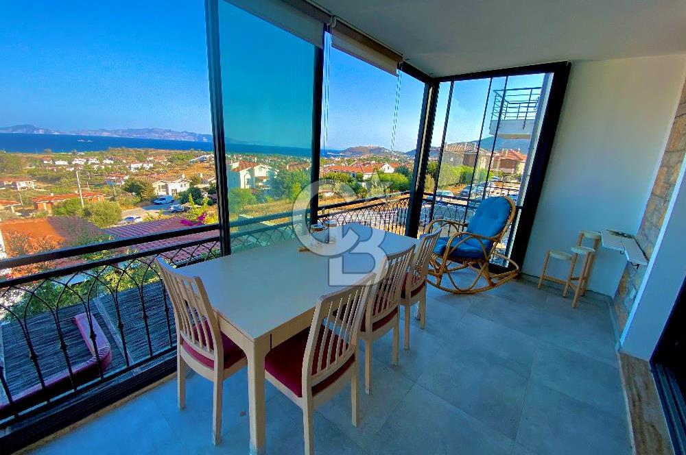 Datça Burgaz'da Panoramik Deniz Manzaralı 2+1 Orta Kat Daire