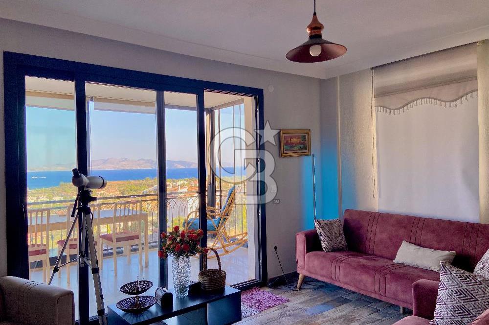 Datça Burgaz'da Panoramik Deniz Manzaralı 2+1 Orta Kat Daire