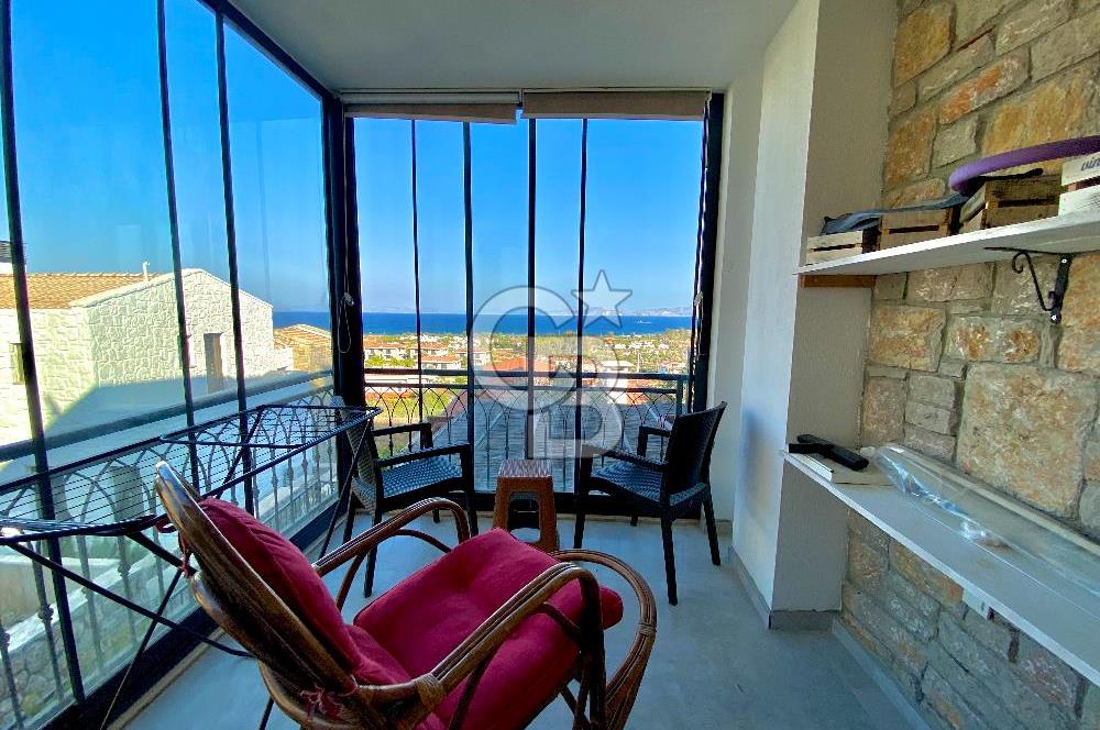 Datça Burgaz'da Panoramik Deniz Manzaralı 2+1 Orta Kat Daire