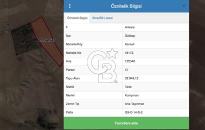 GÖLBAŞI KARAALİ'DE GÜZEL KONUMDA SATILIK TEK TAPU 33 DÖNÜM TARLA