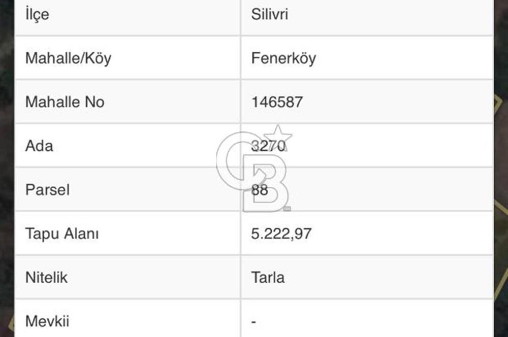 CB SE7EN'DAN SİLİVRİ FENERKÖY DE SATILIK ARSA