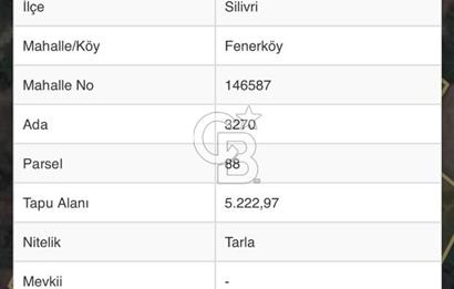 CB SE7EN'DAN SİLİVRİ FENERKÖY DE SATILIK ARSA
