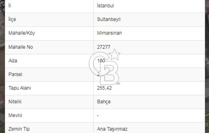 SULTANBEYLİ MİMARSİNAN MAH. SATILIK ARSA 255.42 m2