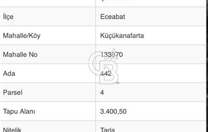CB UNIQUE'TEN ECEABAT KÜÇÜKANAFARTA'DA YATIRIM DEĞERİ YÜKSEK TARLA