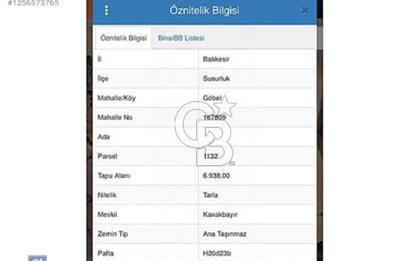 SUSURLUK GÖBEL SATILIK TARLA
