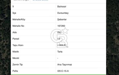 CB EAGLE'dan DURSUNBEY ŞABANLAR'DA 7.677 m² SATILIK 2 ADET TARLA