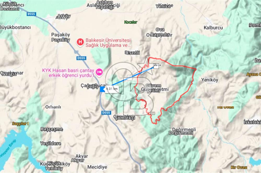BALIKESİR BİGADİÇTE ÜNİVERSİTE DİBİ 17.990 M2 SATILIK TARLA