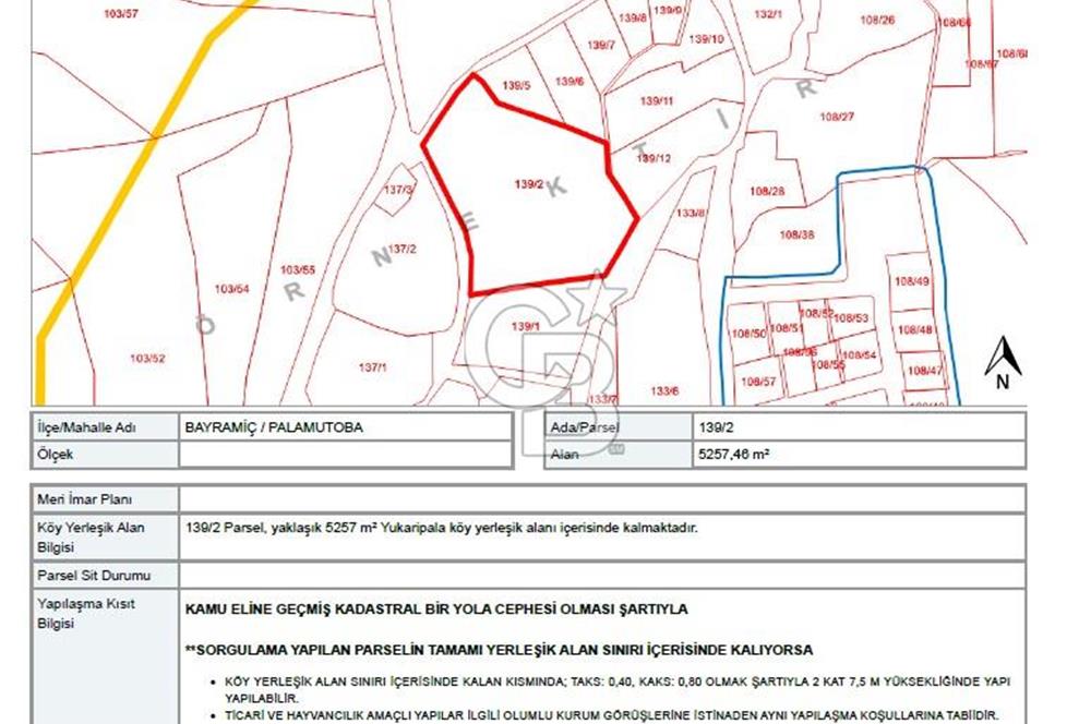 BAYRAMİÇ PALAMUTOBA'DA İMAR ALANI İÇİNDE SATILIK ARAZİLER