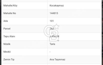 CB MAHALL den KANDIRA KOCAKAYMAZDA 3950 M2 ARSA