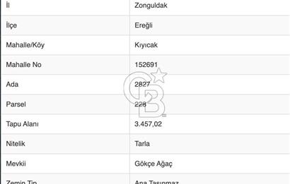 ZONGULDAK EREĞLİ'DE 3.457,02M2 YATIRIMA UYGUN FIRSAT TARLA