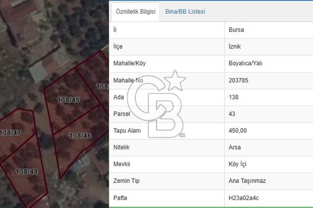 Bursa İznik Boyalıca/Yalı Satılık 3 Kat İmarlı Arsalar