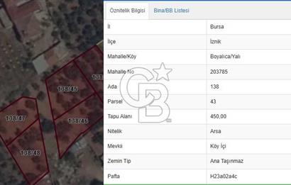Bursa İznik Boyalıca/Yalı Satılık 3 Kat İmarlı Arsalar