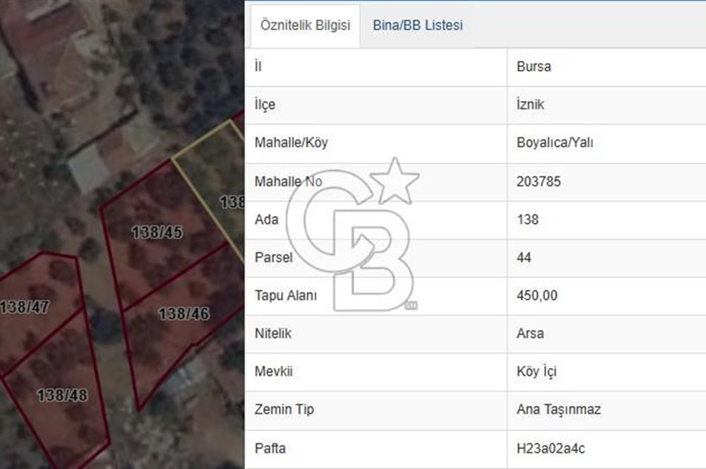 Bursa İznik Boyalıca/Yalı Satılık 3 Kat İmarlı Arsalar