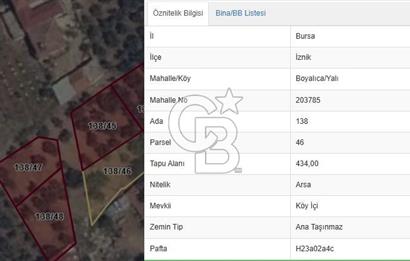 Bursa İznik Boyalıca/Yalı Satılık 3 Kat İmarlı Arsalar