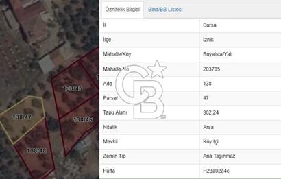 Bursa İznik Boyalıca/Yalı Satılık 3 Kat İmarlı Arsalar