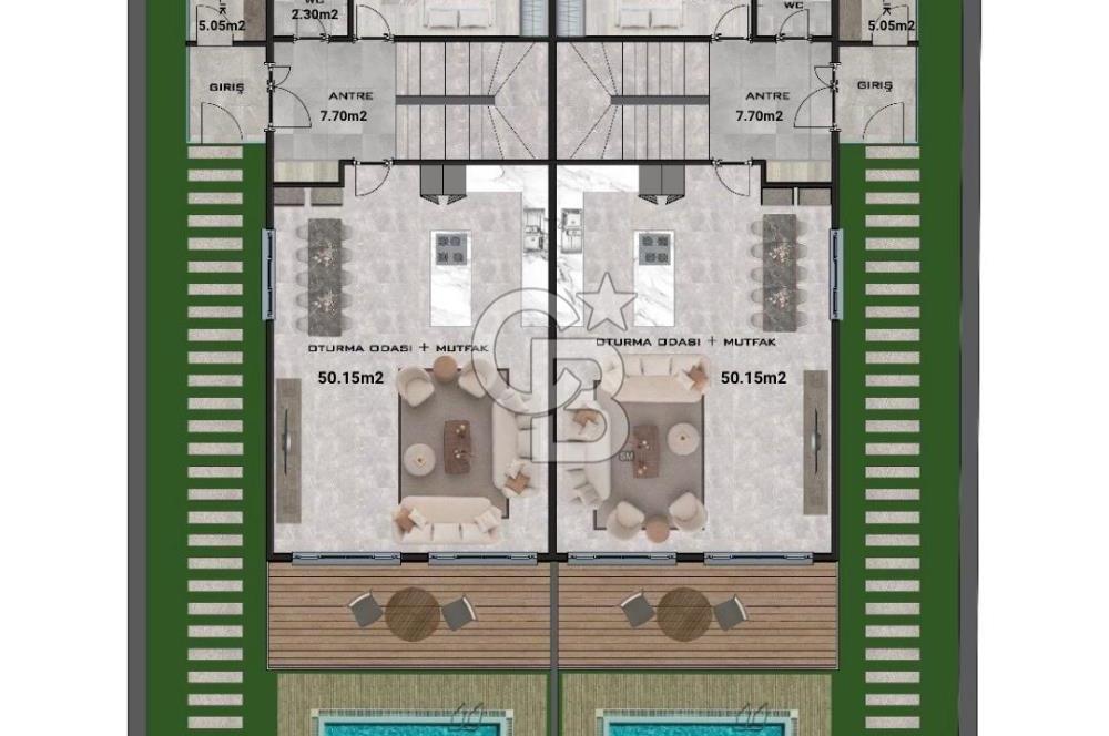 Denizli Başkarcı'da 252 m² Arsa Paylı 304 m² Butik İkiz Villa