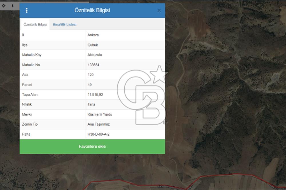 ÇUBUK AKKUZULU'DA 5.750M2 SATILIK TARLA