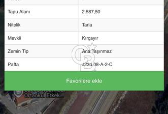 KÜTAHYA ÇAVDARHİSAR CERELLER'DE 2.587m2 İMARA KOMŞU