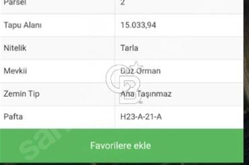 Toprakocak'ta Yüksek kira getirili muhteşem tarla. 15000m2.