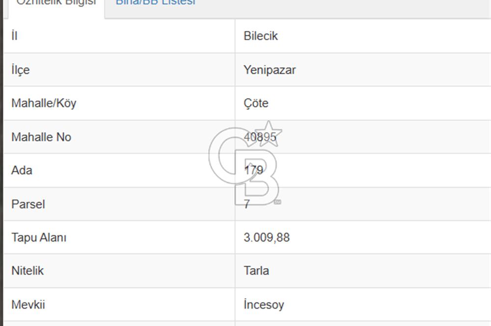 BİLECİK YENİPAZAR ÇÖTE MAHALLESİ YOL KENARI SATILIK TARLA