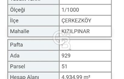 Çerkezköy Kızılpınar 4 Kat Konut İmarlı Satılık Arsa 